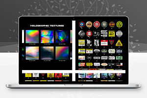 潮流复古做旧不干胶标签logo标志智能贴图样机PS模板设计素材100款+