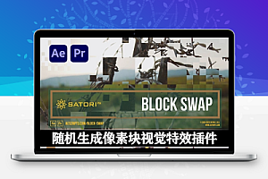 中文汉化-AE/PR随机生成像素方块视觉特效插件Block Swap v1.5.1 Win/Mac