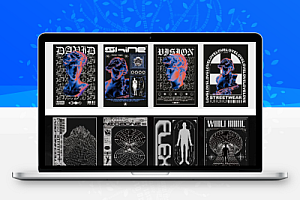 潮流酸性复古艺术嘻哈朋克海报潮牌服装图案AI矢量模版设计素材47款