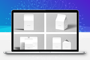 牛奶饮料纸盒包装样机刀模图PS样机模板设计素材智能贴图6款