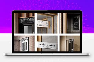 户外灯箱广告牌立牌PS样机文创智能贴图模板广告设计素材29款