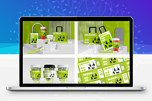 高端网红时尚咖啡店奶茶店PS样机饮品连锁店VI品牌效果模板设计素材20款