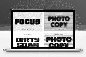 未来科技字体PS样机样式扩散模糊错位线条扭曲标志logo特效文字模版设计素材31款