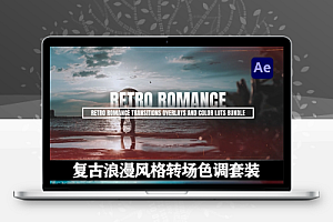 AE模板|复古浪漫风格电影胶片颗粒转场色调套装 Retro Romance Transitions Overlays and Color LUTs Bundle