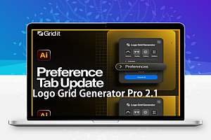 中文汉化-AI插件品牌标志设计辅助线分割黄金比例标准制图  Logo Grid Generator Pro 2.1  Win/Mac