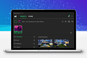 AE脚本|400组图形切割遮罩分屏视频无缝转场预设 Split Handy Transitions