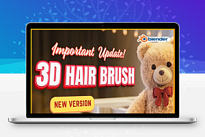 中文汉化-Blender头发毛发笔刷插件 3D Hair Brush v4.7.1 + 使用教程
