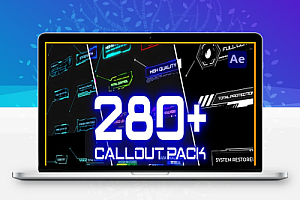 AE模板|280组科技感霓虹发光故障干扰指示线呼出注释动画 Glitch Callout Pack