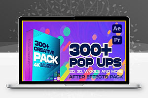 AE/PR模板|300组创意个性彩色渐变弹跳文字标题动画 Creative Pop Ups Pack