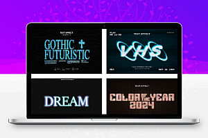 复古录像带老电视屏幕花屏显效果LOGO字体特效PS样机模版设计素材12款