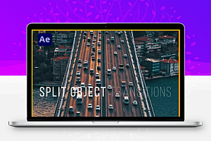 AE模板|创意图层分离拼贴视频转场过渡效果 Split Object Transitions