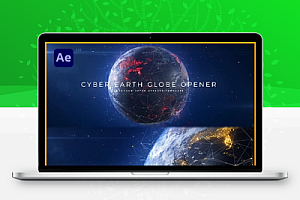 AE模板|高科技地球网络点线连接粒子开场片头 Cyber Earth Globe Opener