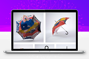 3D雨伞模型LOGO定制VI提案展示PS样机效果图智能贴图模版设计素材5款