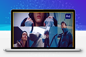 AE模板|时尚动感节奏多屏开场动画(含音乐素材) Rhythmic Multiscreen Opener