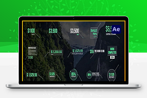 AE模板|玻璃风格动态呼出指示线文字标注动画 Animated Counter Call-Outs