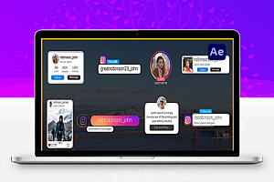 AE模板|12组精美社交媒体动态关注元素动画 Instagram Follow Elements