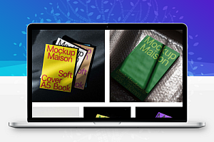 光影时尚杂志画册书本手册PS样机封面内页vi智能贴图设计素材12款