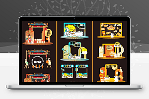 中秋节美陈物料秋季八月十五商场活动宣传展架海报 AI矢量设计素材21款