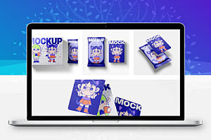 盲盒卡片卡牌游戏包装PS样机vi印花效果图展示文创设计素材7款