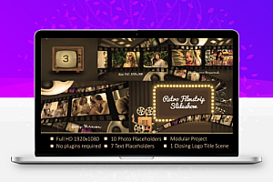 【AE模板】复古怀旧电影胶片主题相册品牌宣传幻灯片动画 Retro Flimstrip Slideshow