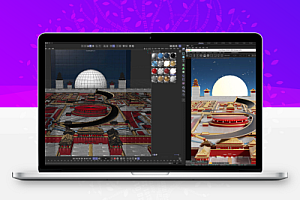 C4D中秋国庆节日大气建筑电商展台OC渲染3D模型场景工程文件素材