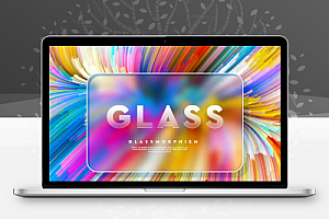 【PSD模板】88套抽象彩色渐变透明磨砂玻璃广告宣传海报PSD模板 Glass Morphism Concept