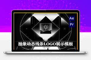 AE/PR模板|抽象动态图形线条LOGO标志展示动画(含原版音乐素材) Strokes Logo