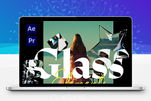 AE/PR模板|动感几何形状玻璃折射失真动画元素 Looped Glass Elements