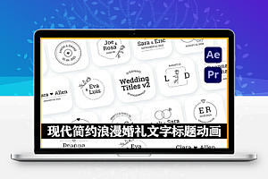 AE/PR模板|12组现代简约浪漫婚礼文字标题动画 Wedding Titles v2