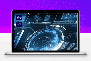 AE/PR模板|300组科技感UI界面信息数据HUD元素动画包(含音乐素材) HUD UI Pack V2