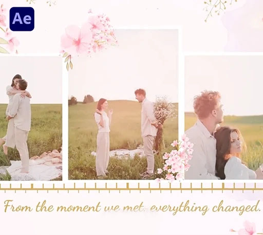 AE模板|唯美花卉婚礼相册幻灯片动画 Flower Slideshow
