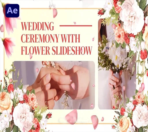 AE模板|浪漫花卉婚礼纪念相册水墨动画幻灯片 Flower Slideshow