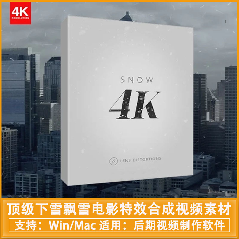 120组顶级下雪飘雪电影特效合成视频素材 LENS DISTORTIONS – Snow 4K