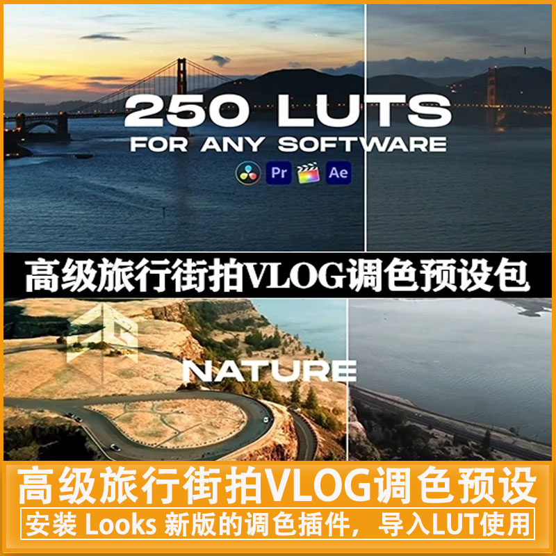 LUTs预设|250组高级旅行街拍VLOG调色预设 250 LUT Color Presets