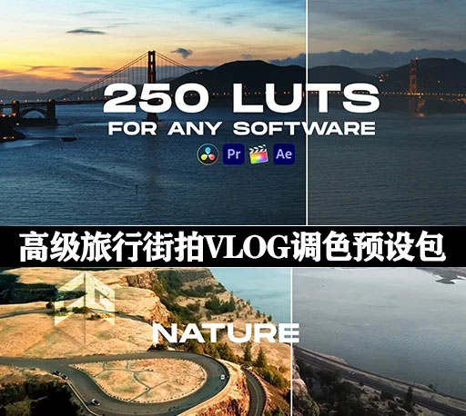 LUTs预设|250组高级旅行街拍VLOG调色预设 250 LUT Color Presets
