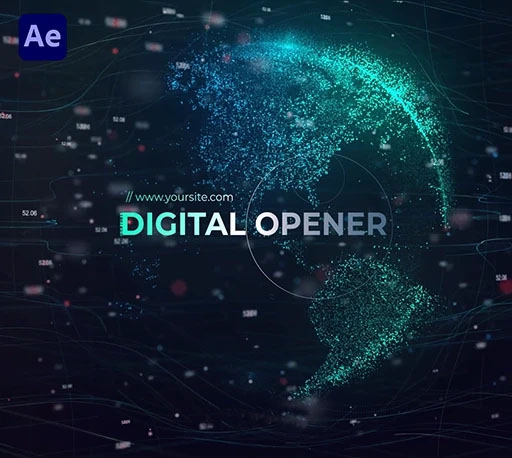 未来科技感数字地球开场AE模板(含音乐素材) Smart Digital World