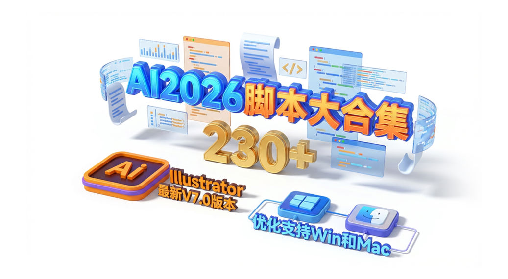 2026AI插件脚本大合集V7.0最新中文版本！230+效率功能支持Illustrator 2026-CS6 Win/Mac