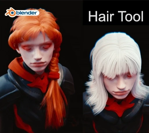 Blender人物头发生成制作插件 Hair Tool V4.5.1(含Library预设库 + Textures贴图)