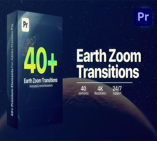 PR卫星视角极速俯冲缩放效果转场模板 Earth Zoom Transitions