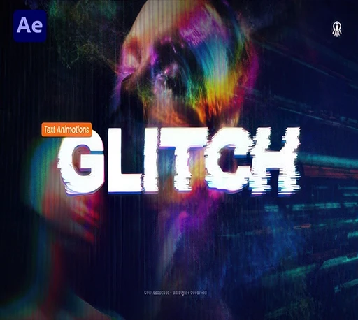 科技感故障文字标题动画AE模板 Glitch Text Animations