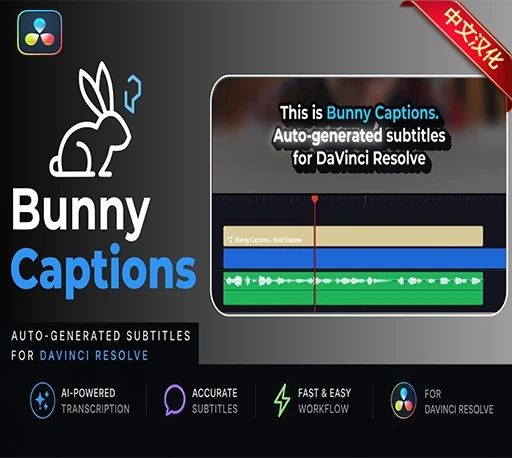 中文汉化-达芬奇自动字幕生成编辑插件 Bunny Captions – Bold Shadow｜星聚资源网