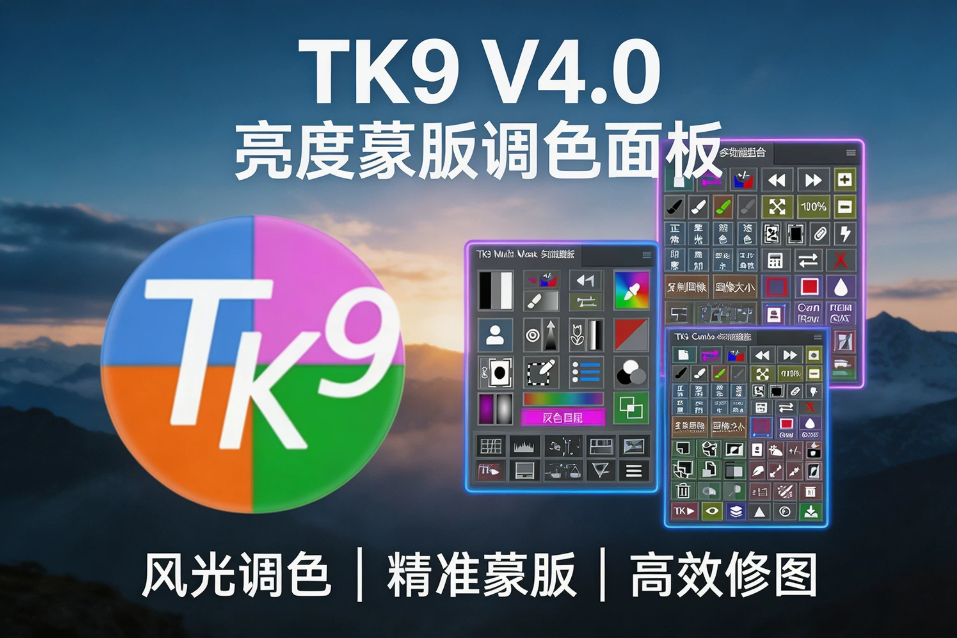 PS插件】最新TK9 Panel v4.0.0亮度蒙版包含17款子插件WIN/MAC完整汉化版