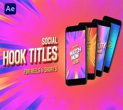 AE模板|竖屏社交媒体动漫速度线背景文字标题动画 Social Hook Titles