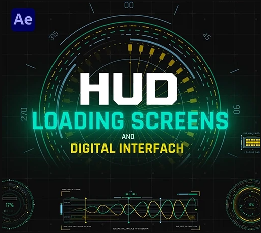 AE未来科幻HUD加载界面动画模板 HUD Loading Screens And Digital Interfaces-星聚资源网