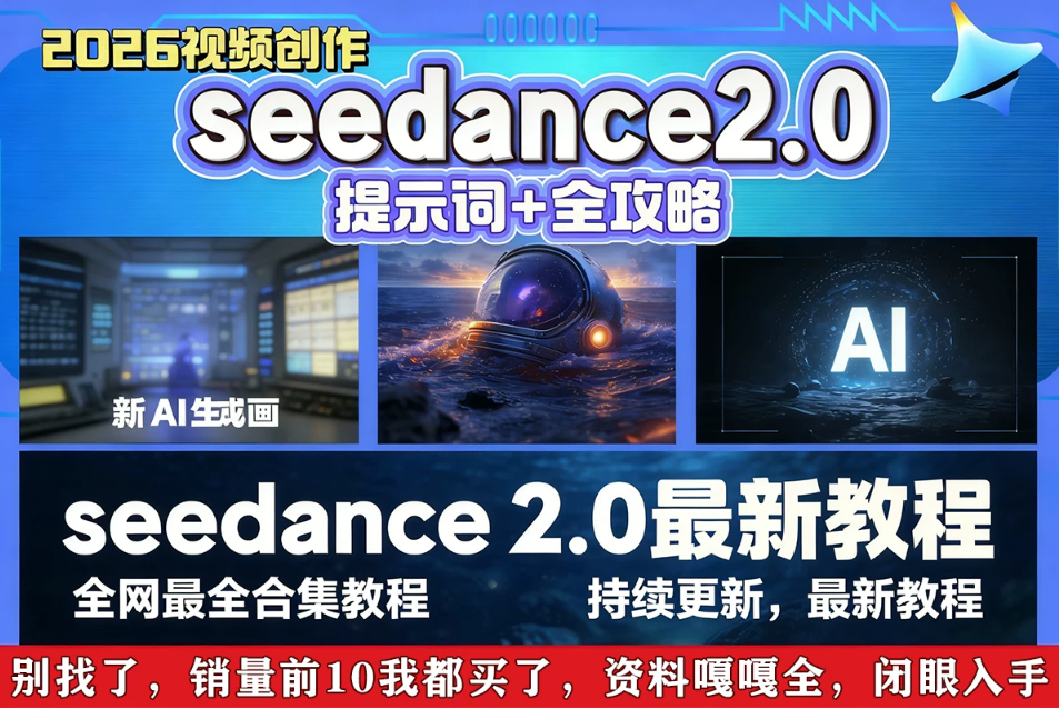 Seedance 2.0即梦教程豆包AI制作短视频提示词分镜模板教学课程