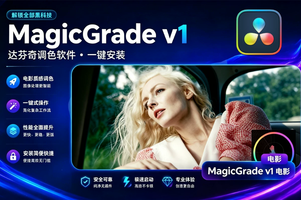 【达芬奇插件】专业电影胶片色彩校正调色插件 MagicGrade v1.2.1 Win汉化版 +使用教程