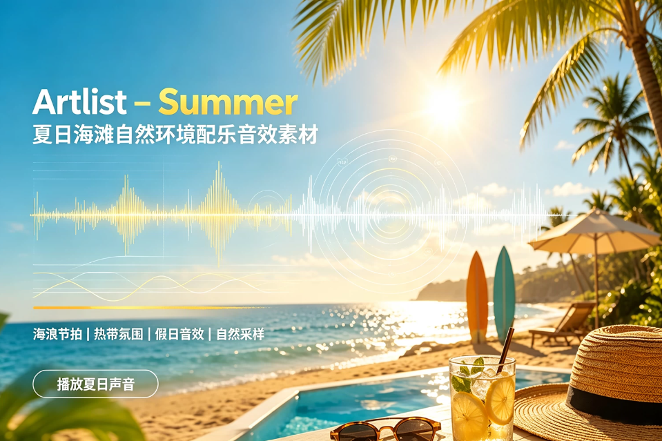 【配乐音效】夏日阳光海滩海浪蝉鸣露营度假自然环境生活场景电影广告配乐音效 Artlist – Summer