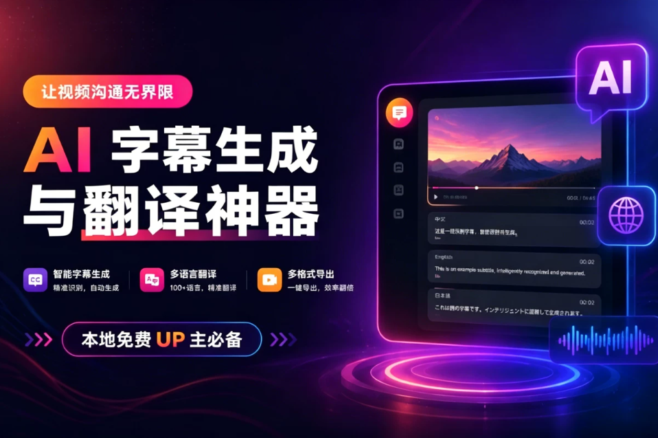 本地免费 AI 字幕生成与翻译神器 妙幕！UP 主必备！支持 CUDA 加速的开源字幕工具