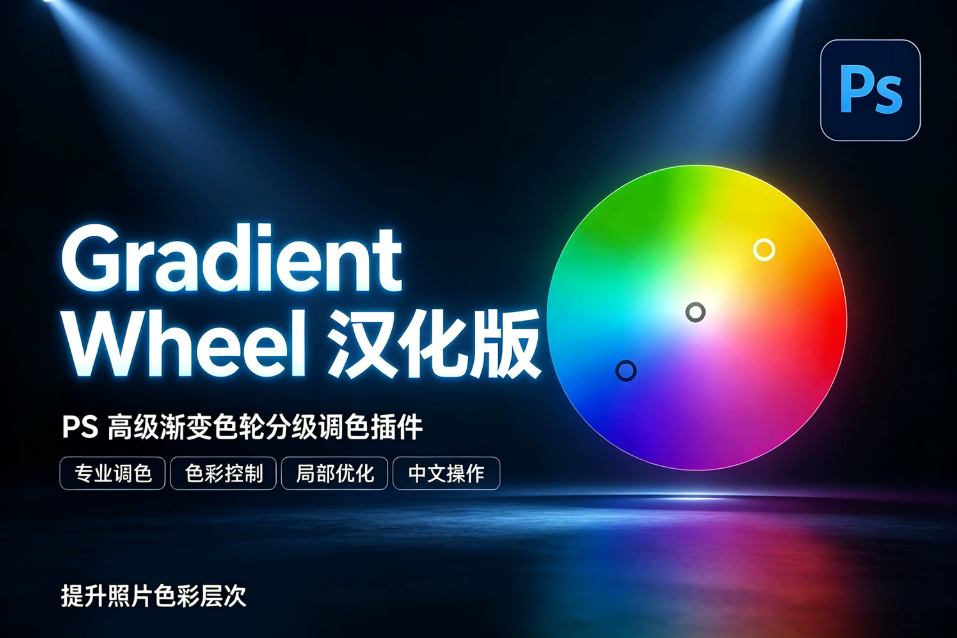 【PS插件】PS高级渐变色轮分级调色插件 Gradient Wheel v1.1 汉化版