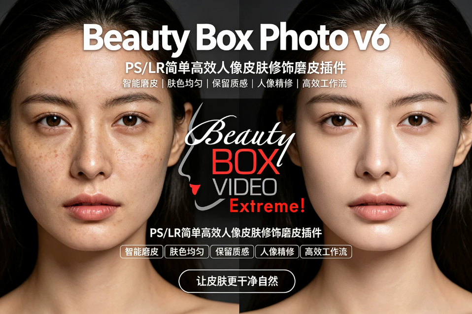 【PS/LR插件】简单高效人像皮肤修饰磨皮插件 Beauty Box Photo v6.0.5 Win/Mac汉化版